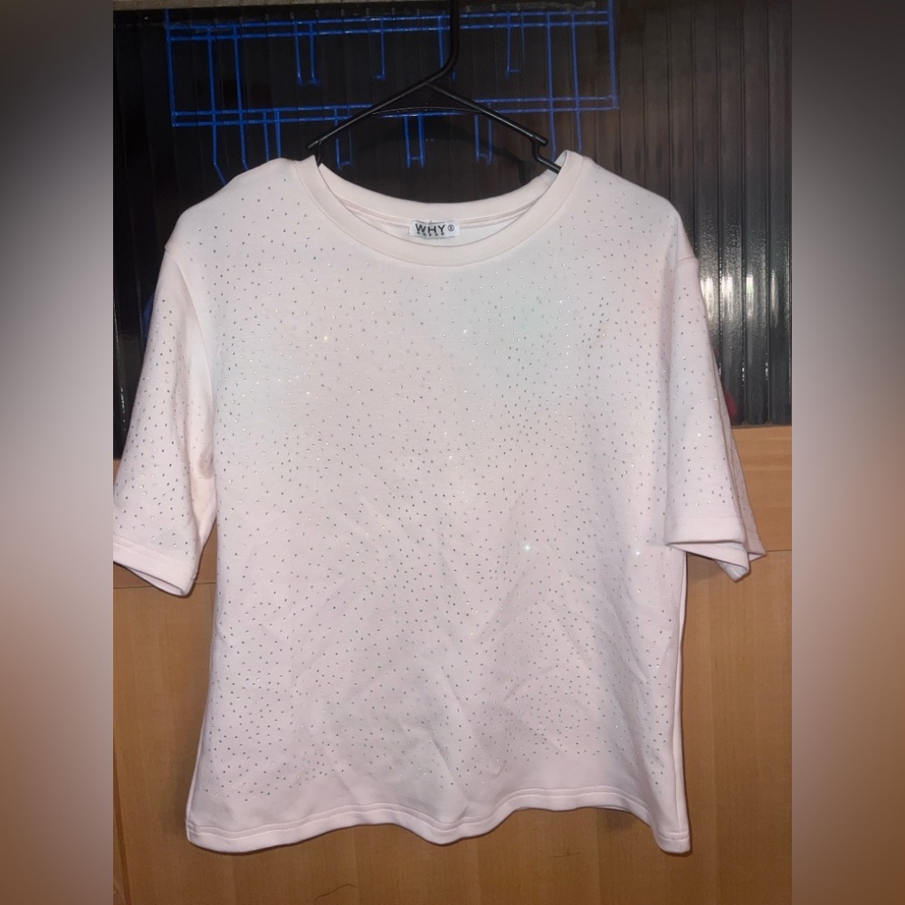 NWT Why Dress Cream Top With Lots Of Bling Very Cute